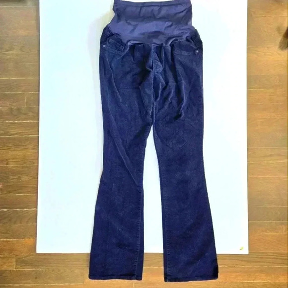 Old Navy maternity corduroy navy blue slim boot cut full panel sz 12 regular - Picture 1 of 12